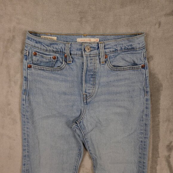 Levi's jeans Wedgie Straight women's 25 light wash blue red tab big E premium - Picture 2 of 16